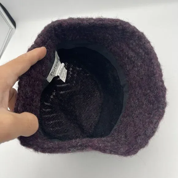 Platania Women’s Hat Made In Italy Purple Wool Blend Flower One Size - Picture 8 of 10
